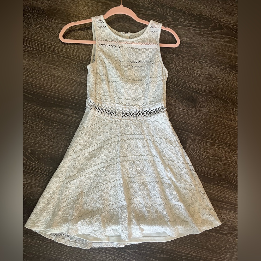 As U Wish white lace dress - waist cutout detail - size small